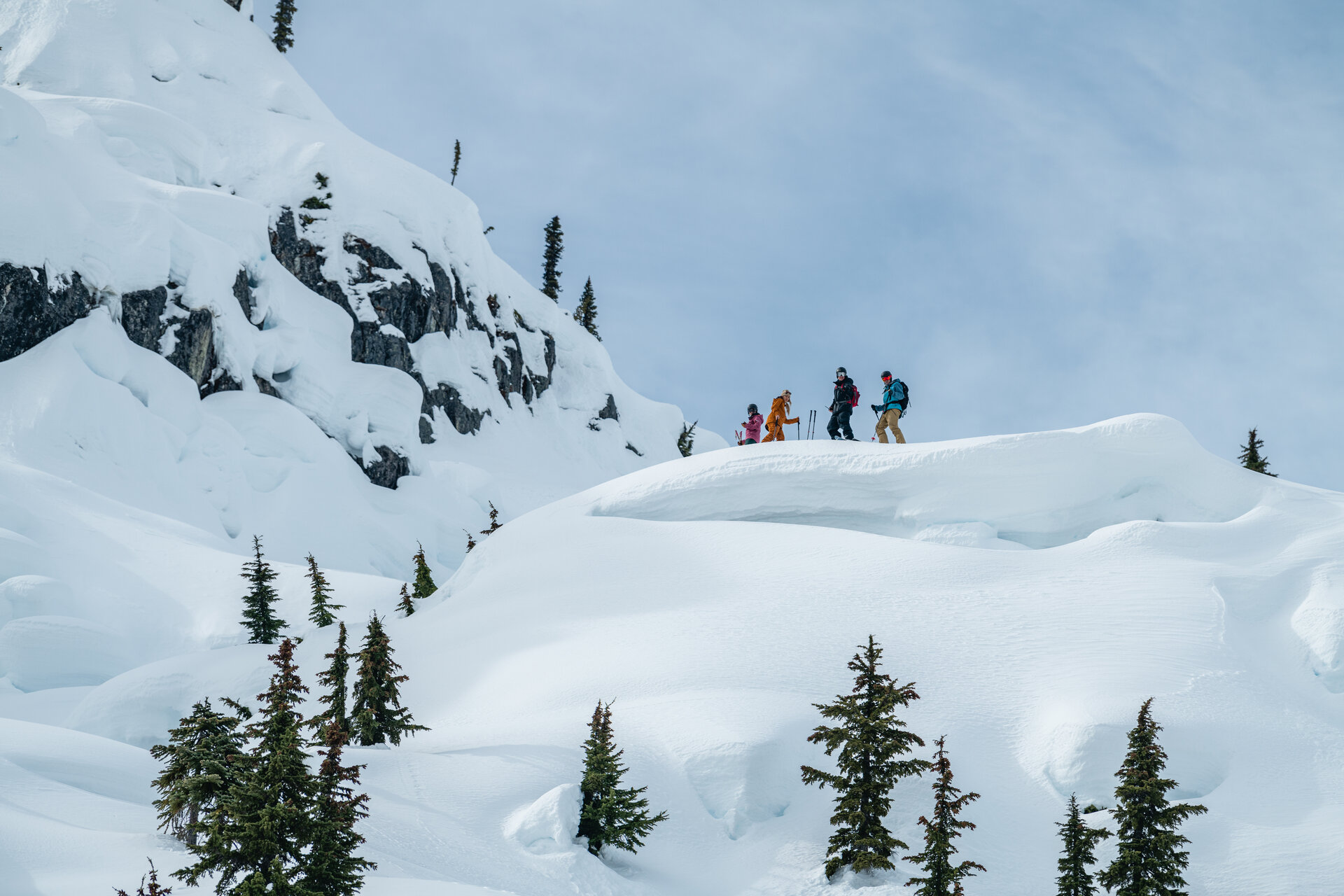 group on top of a mountain
